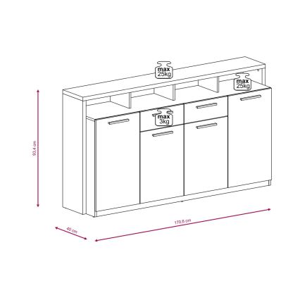 LEBY Chest of Drawers Sonoma Oak/White