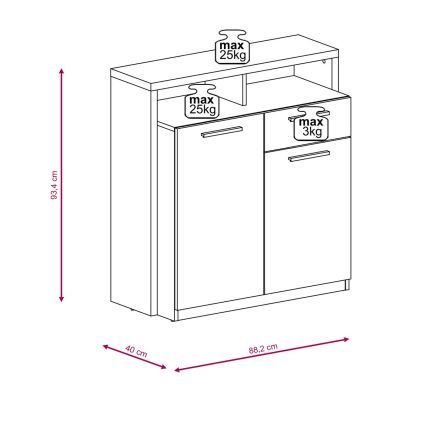 LEBY dresser in Sonoma oak/white