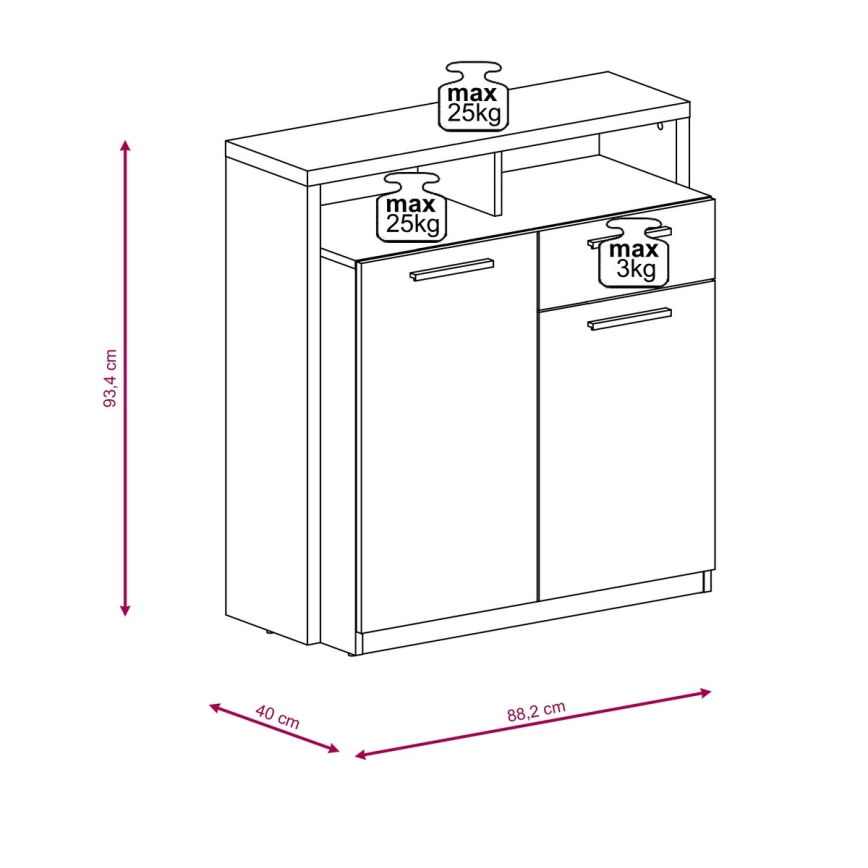 LEBY dresser in Sonoma oak/white