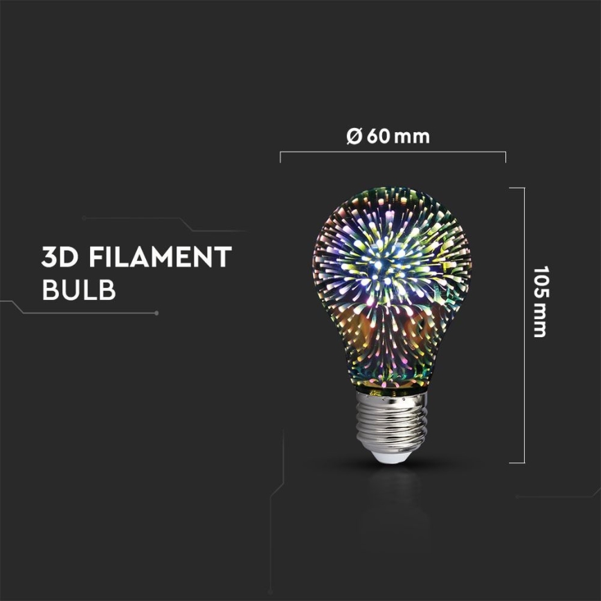 LED 3D Decorative bulb FILAMENT A60 E27/3W/230V 3000K