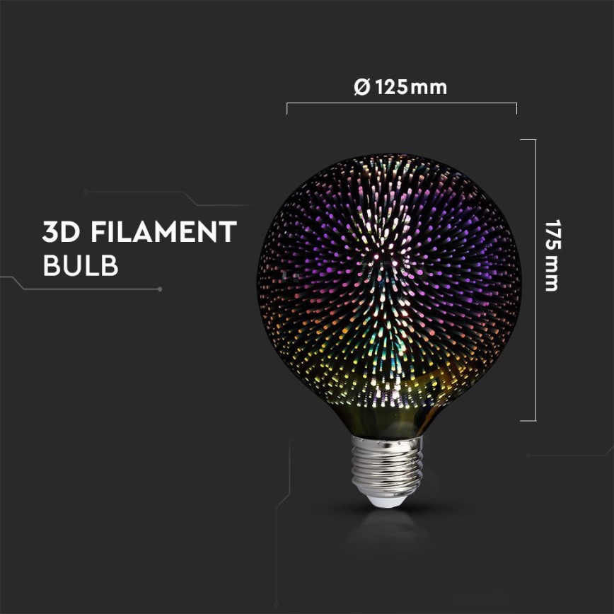 LED 3D Decorative bulb FILAMENT G125 E27/4W/230V 3000K