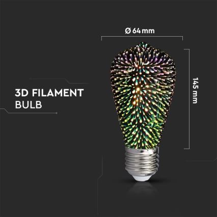 LED 3D Decorative bulb FILAMENT ST64 E27/3W/230V 3000K