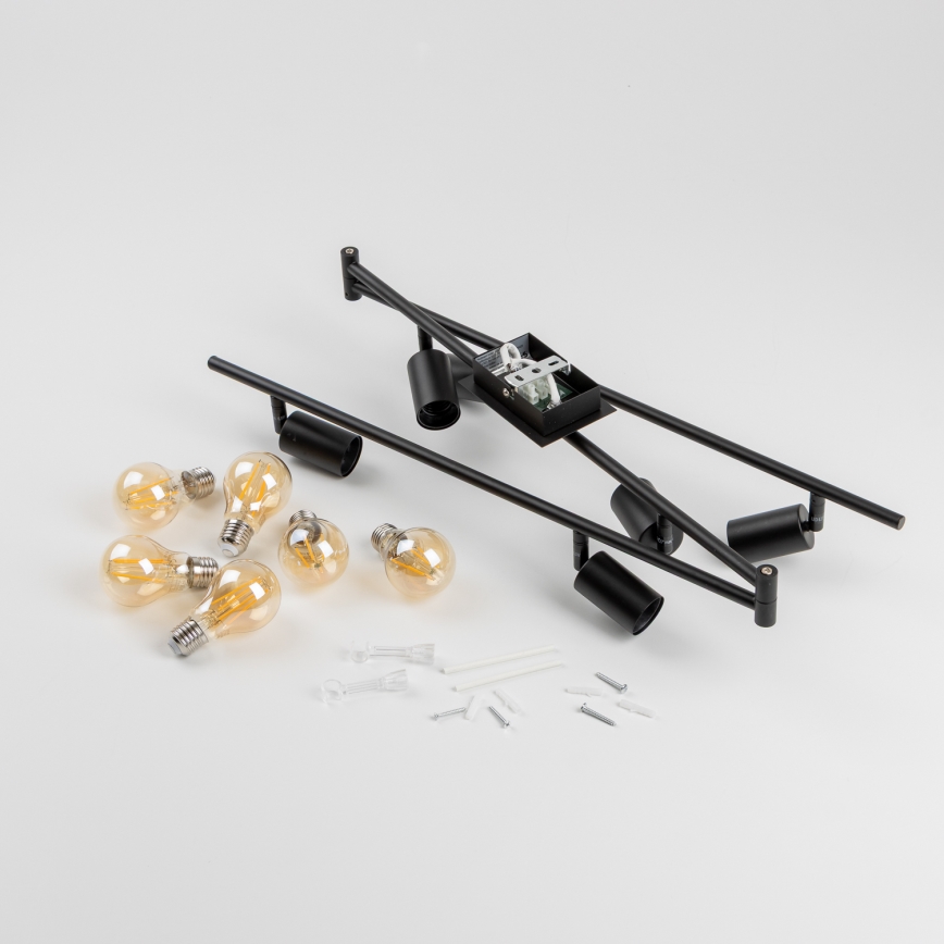 LED 6-Light Spotlight, 6x E27, 6.5W, 230V, Black