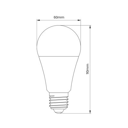 LED A60 bulb with motion and dusk sensor, E27 base, 9W, 230V, 3000K
