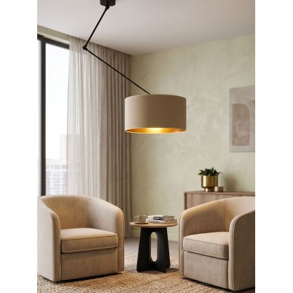 LED Adjustable Rod Pendant Light GORTA 1xE27/60W/230V Beige/Gold