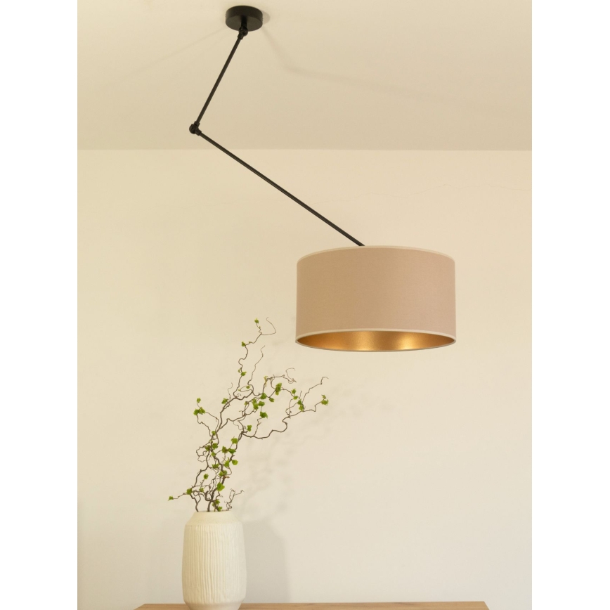 LED Adjustable Rod Pendant Light GORTA 1xE27/60W/230V Beige/Gold