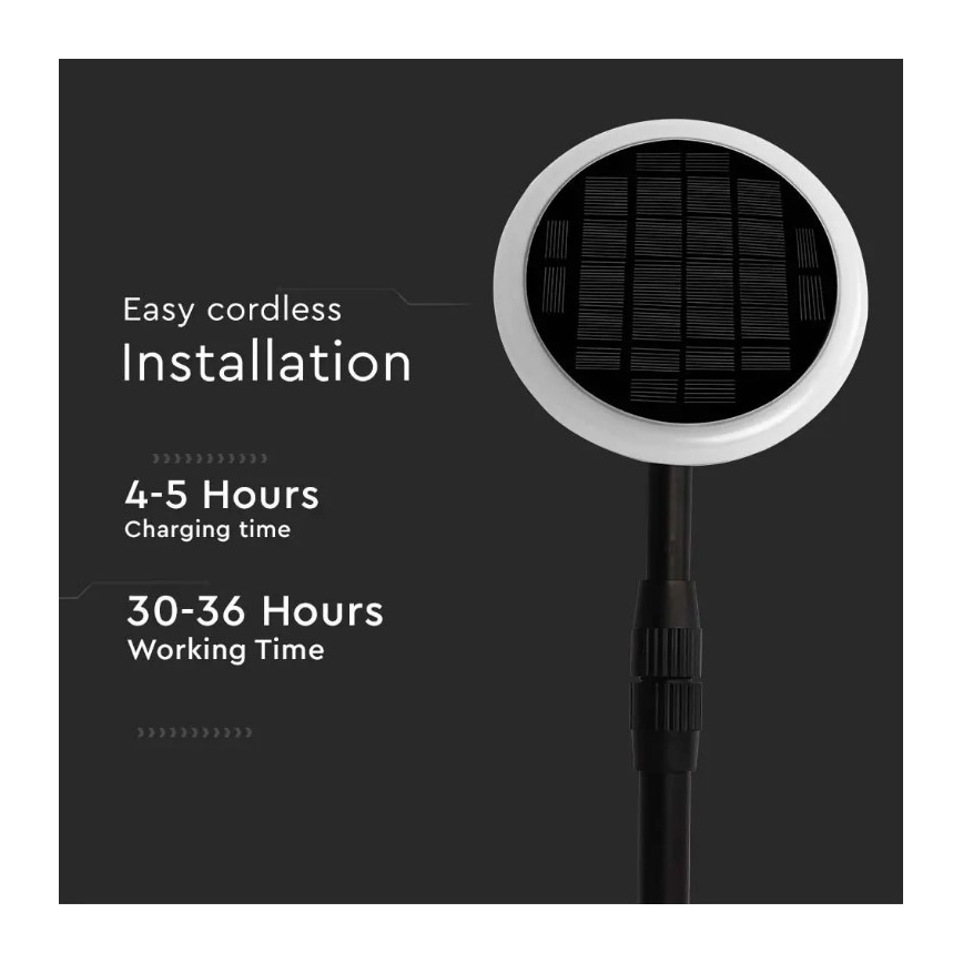 LED Adjustable solar lamp GARDEN LED/8W/5V 60-129 cm 3000K IP65