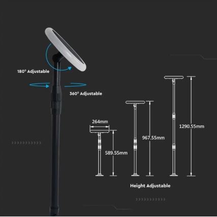 LED Adjustable solar lamp GARDEN LED/8W/5V 60-129 cm 3000K IP65