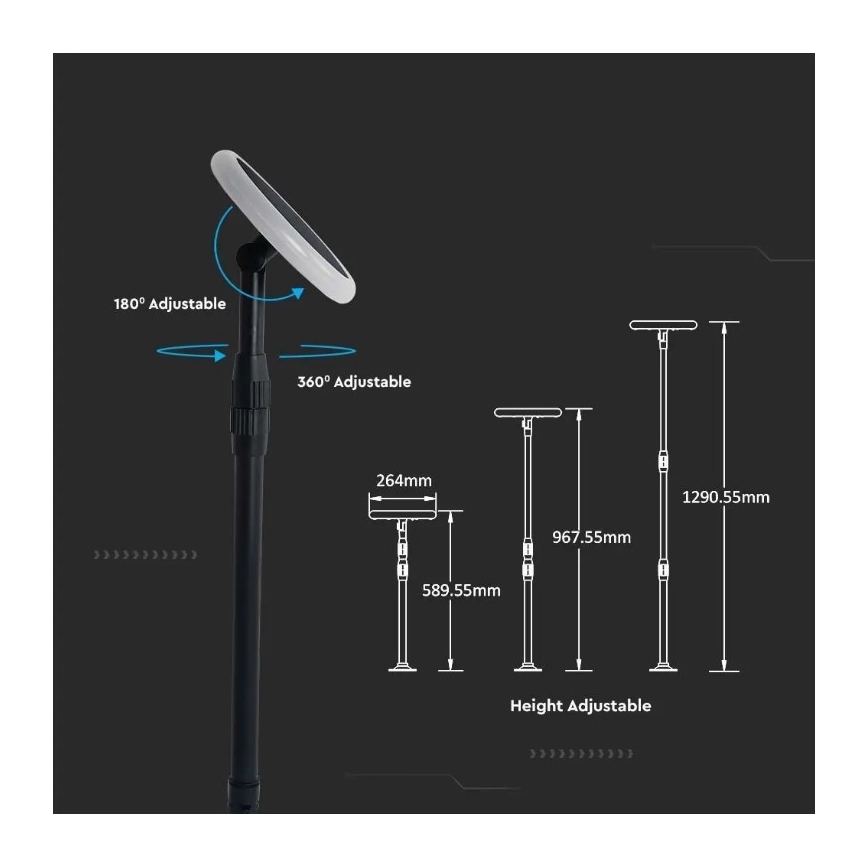 LED Adjustable solar lamp GARDEN LED/8W/5V 60-129 cm 3000K IP65