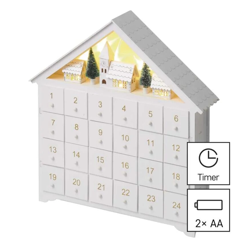 LED Advent calendar 8xLED/2xAA white