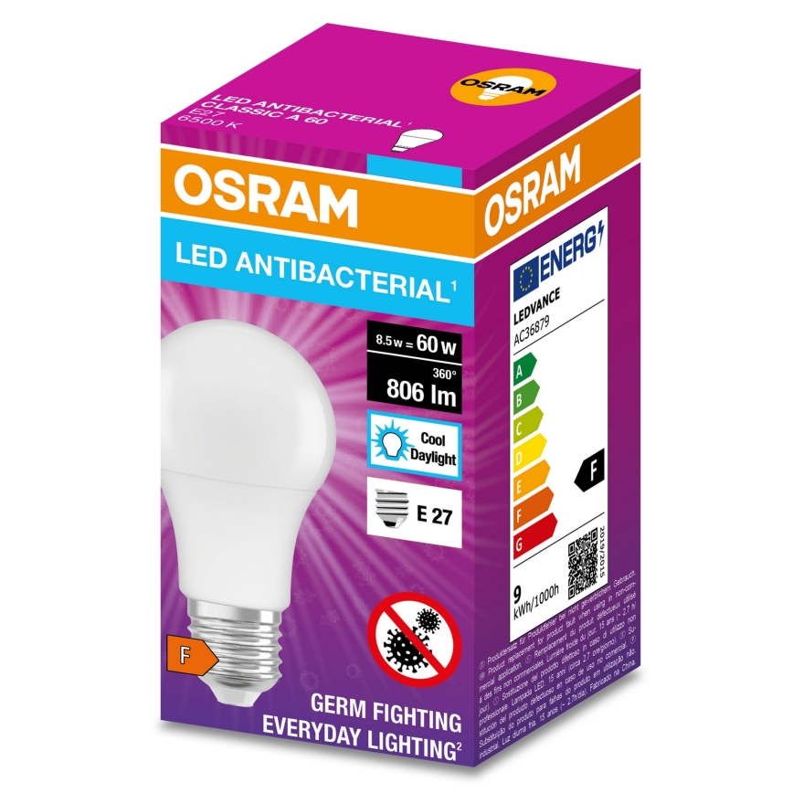 LED Antibacterial bulb A60 E27/8,5W/230V 6500K - Osram