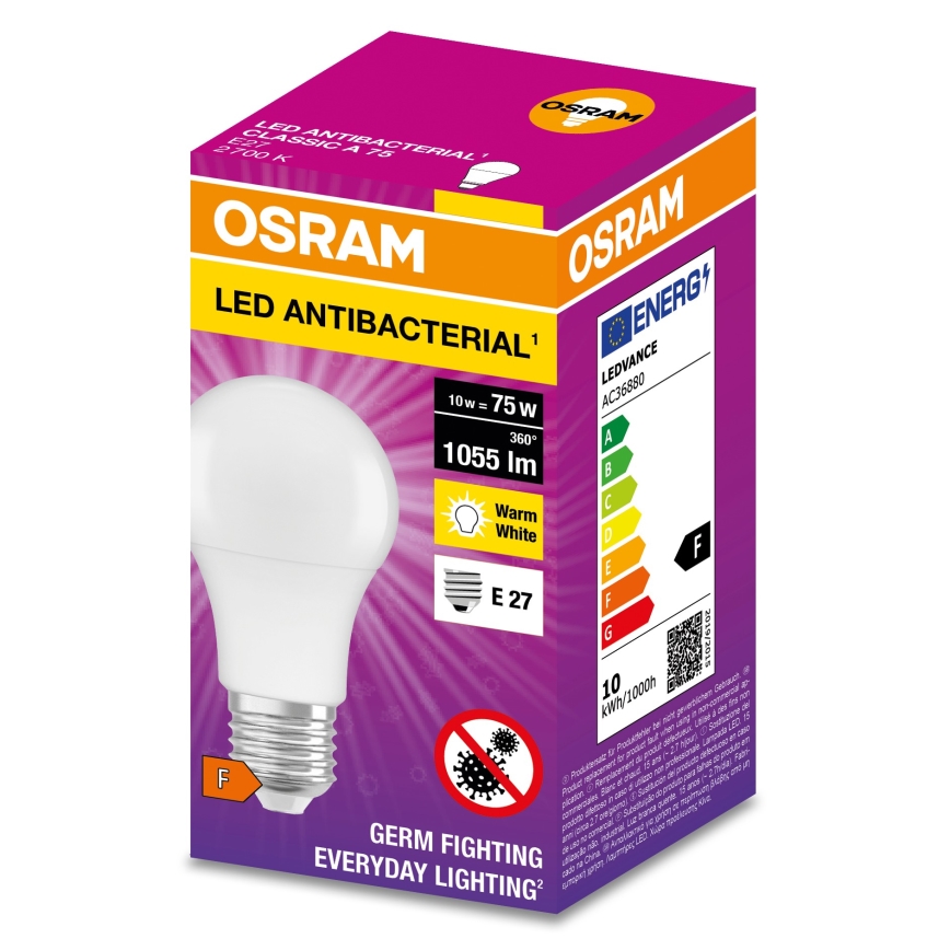 LED Antibacterial bulb A75 E27/10W/230V 2700K - Osram