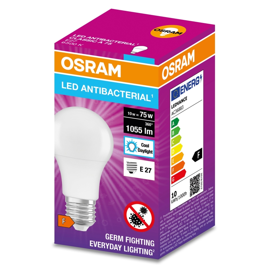 LED Antibacterial bulb A75 E27/10W/230V 6500K - Osram