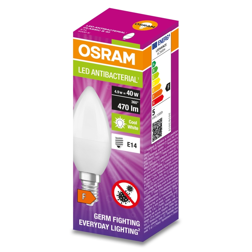 LED Antibacterial bulb B40 E14/4,9W/230V 4000K - Osram