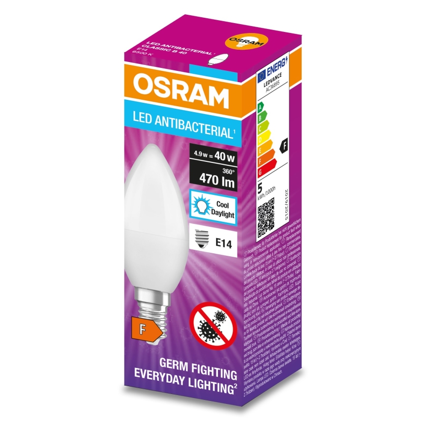LED Antibacterial bulb B40 E14/4,9W/230V 6500K - Osram