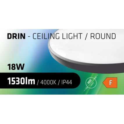 LED Bathroom ceiling light CIRCLE LED/18W/230V 4000K d. 30 cm IP44 black