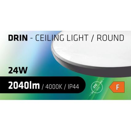 LED Bathroom ceiling light CIRCLE LED/24W/230V 4000K d. 37 cm IP44 black