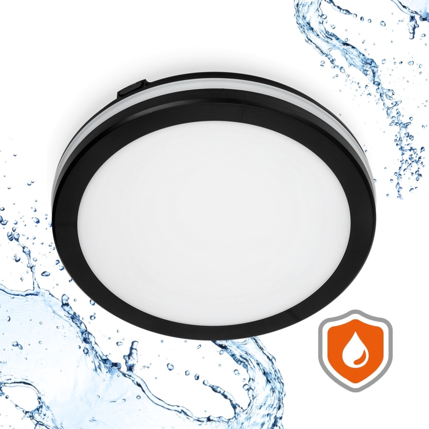 LED Bathroom ceiling light LED/18W/230V 3000/4000/6500K IP65 d. 30 cm black