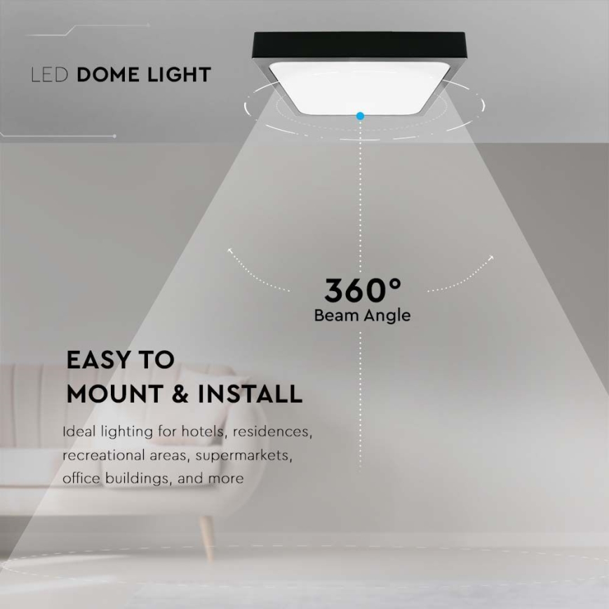 LED Bathroom ceiling light LED/24W/230V 6500K IP44 black