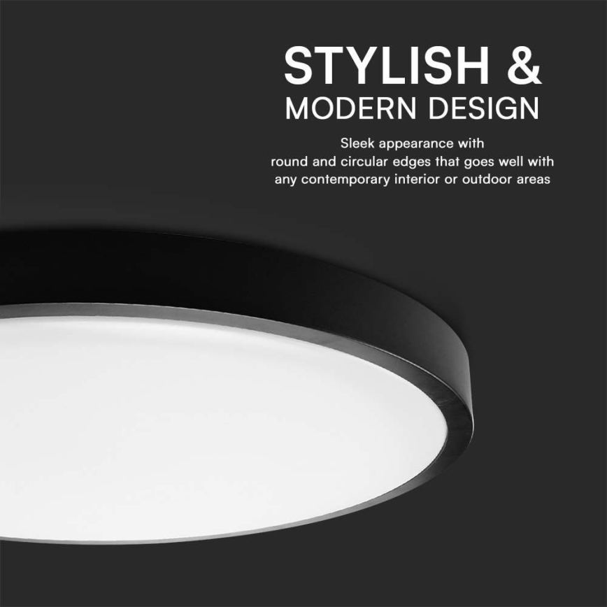 LED Bathroom ceiling light LED/24W/230V 6500K IP44 d. 29,5 cm black