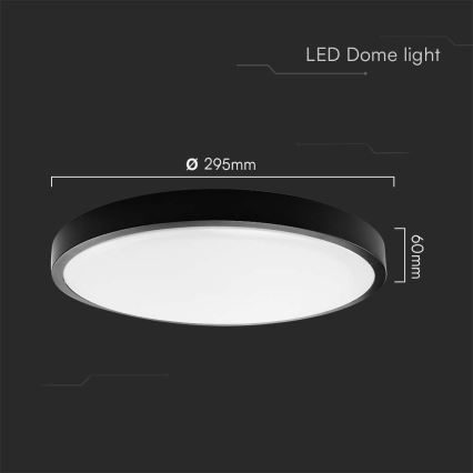 LED Bathroom ceiling light LED/24W/230V 6500K IP44 d. 29,5 cm black