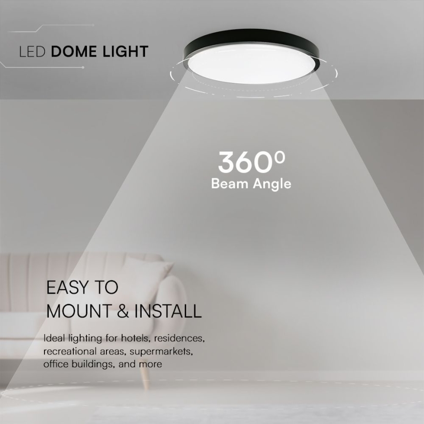 LED Bathroom ceiling light SAMSUNG CHIP LED/24W/230V IP44 6500K d. 29 cm black