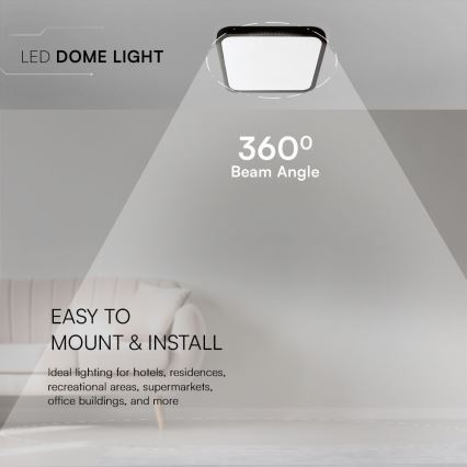 LED Bathroom ceiling light SAMSUNG CHIP LED/48W/230V IP44 4000K 42x42 cm black