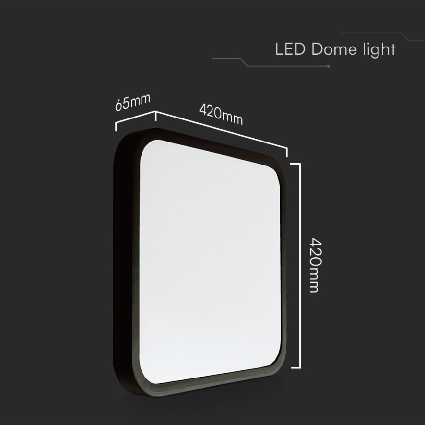 LED Bathroom ceiling light SAMSUNG CHIP LED/48W/230V IP44 4000K 42x42 cm black