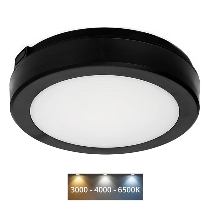 LED Bathroom ceiling light NAIROS LED/12W/230V 3000/4000/6500K IP65 d. 20 cm black