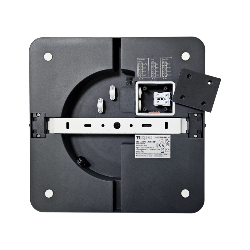 LED Bathroom ceiling light with sensor ELLÉ LED/24W/230V 3000/4000/6500K 26x26 cm IP54 anthracite