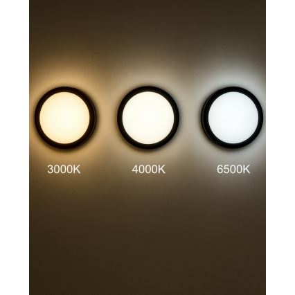 LED Bathroom ceiling light with sensor ELLÉ LED/24W/230V 3000/4000/6500K d. 26 cm IP54 anthracite