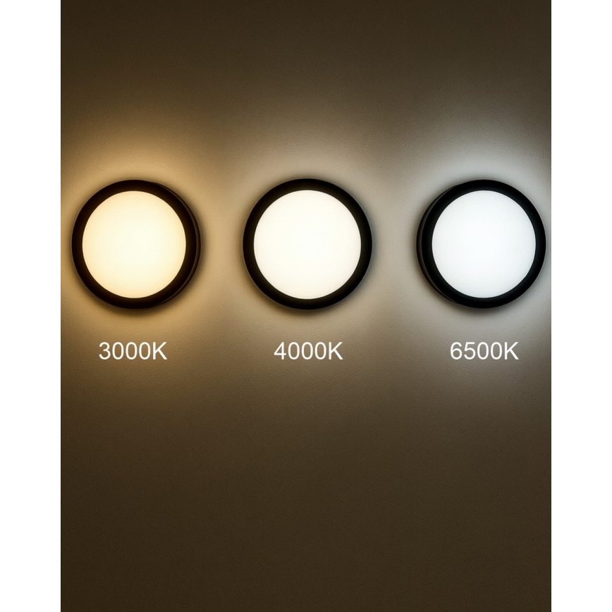 LED Bathroom ceiling light with sensor ELLÉ LED/24W/230V 3000/4000/6500K d. 26 cm IP54 anthracite