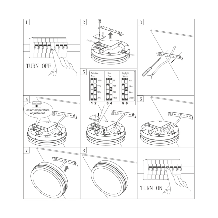 LED Bathroom ceiling light with sensor ELLÉ LED/24W/230V 3000/4000/6500K d. 26 cm IP54 anthracite