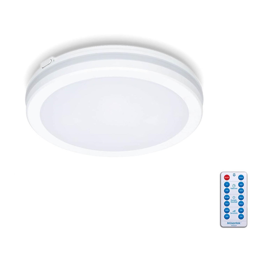LED Bathroom ceiling light with sensor LED/12W/230V 3000/4000/6500K IP65 d. 20 cm white + remote control