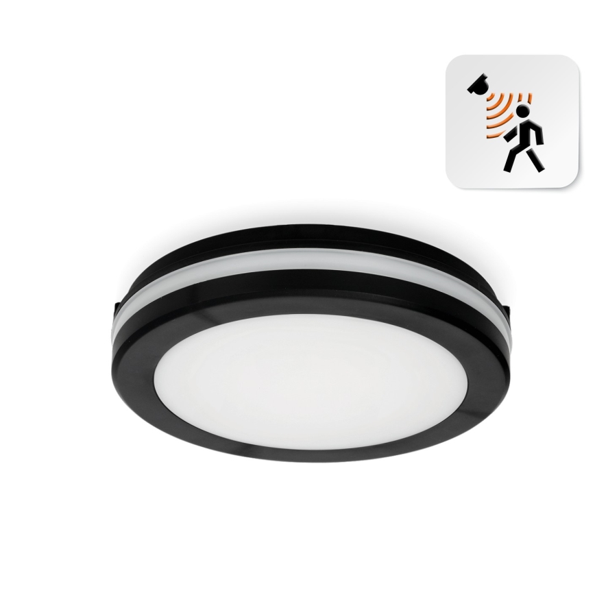 LED Bathroom ceiling light with sensor LED/12W/230V 3000/4000/6500K IP65 d. 20 cm black + remote control