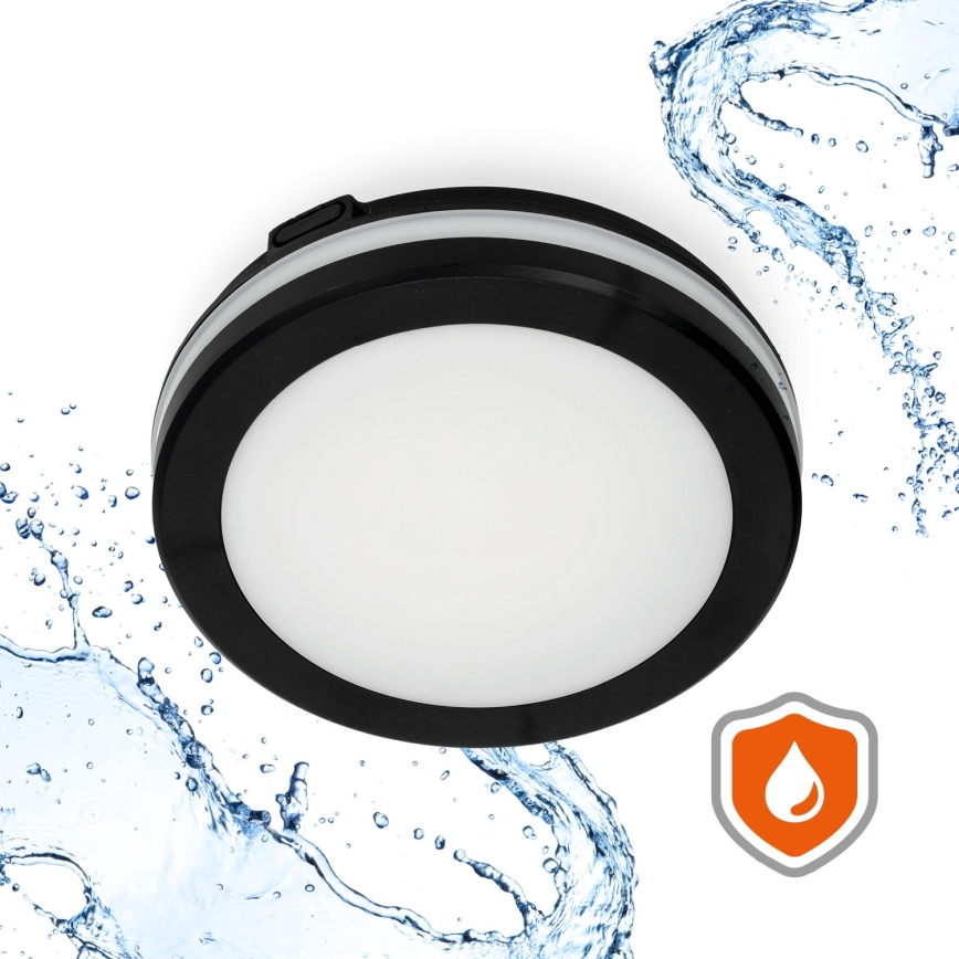 LED Bathroom ceiling light with sensor LED/12W/230V 3000/4000/6500K IP65 d. 20 cm black + remote control