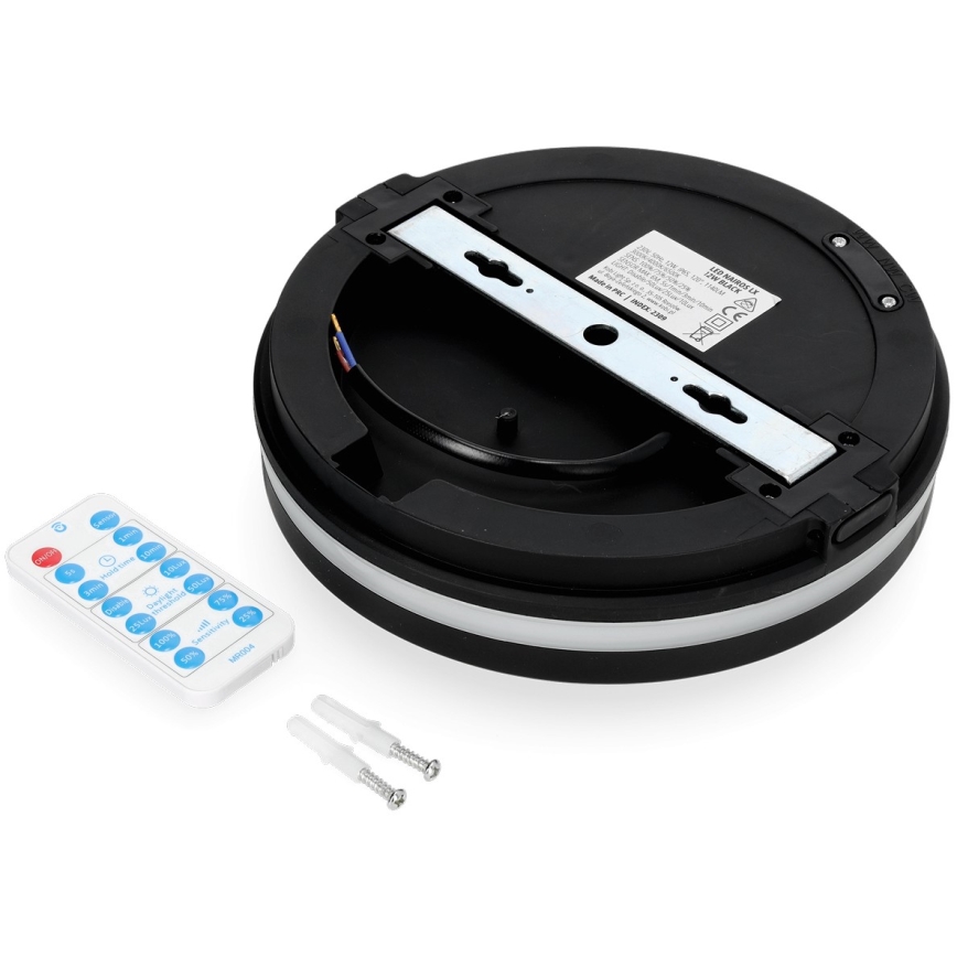 LED Bathroom ceiling light with sensor LED/12W/230V 3000/4000/6500K IP65 d. 20 cm black + remote control
