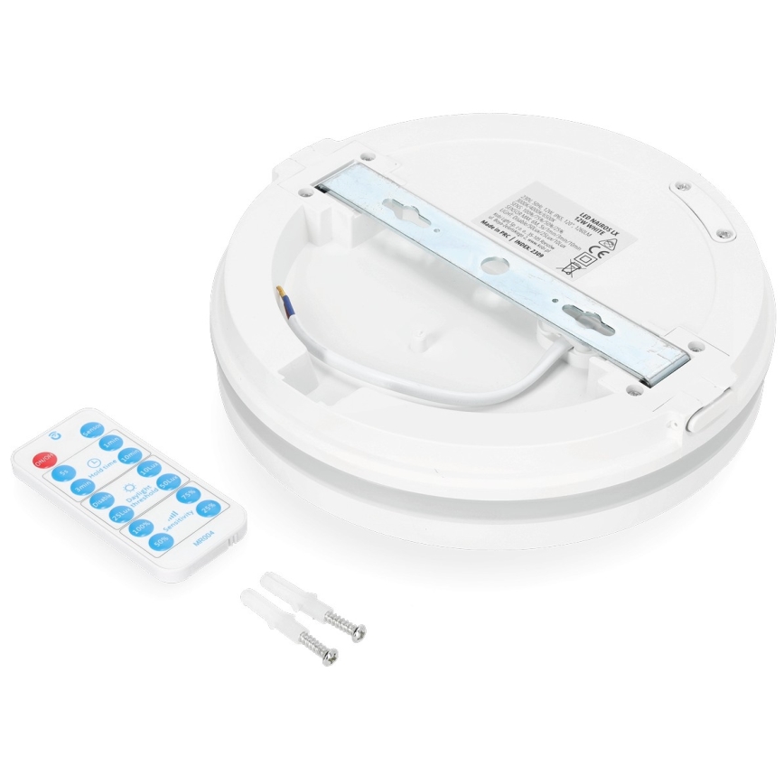 LED Bathroom ceiling light with sensor LED/12W/230V 3000/4000/6500K IP65 d. 20 cm white + remote control