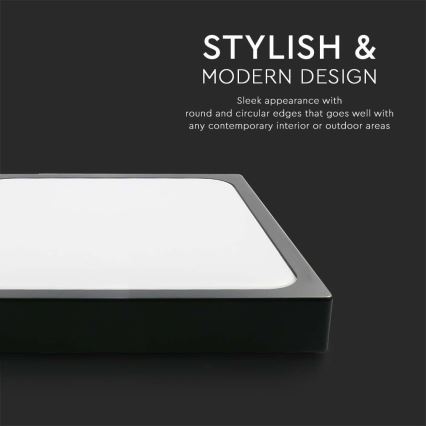 LED Bathroom ceiling light with sensor LED/18W/230V 4000K IP44 22,5x22,5 cm black