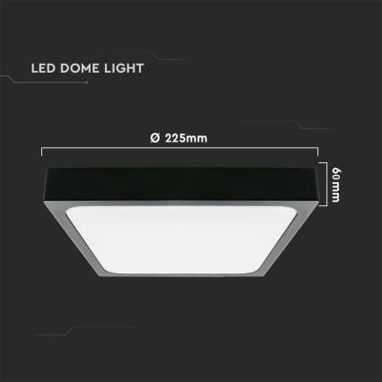 LED Bathroom ceiling light with sensor LED/18W/230V 4000K IP44 22,5x22,5 cm black