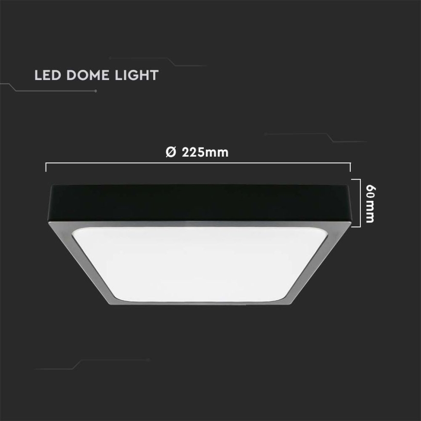 LED Bathroom ceiling light with sensor LED/18W/230V 4000K IP44 22,5x22,5 cm black