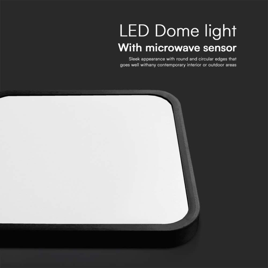 LED Bathroom ceiling light with sensor LED/18W/230V 4000K IP44 black + remote control
