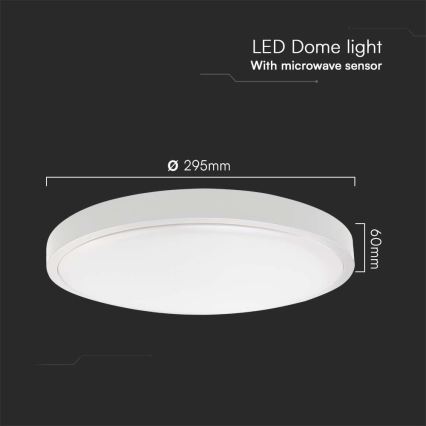 LED Bathroom ceiling light with sensor LED/18W/230V 4000K IP44 white + remote control