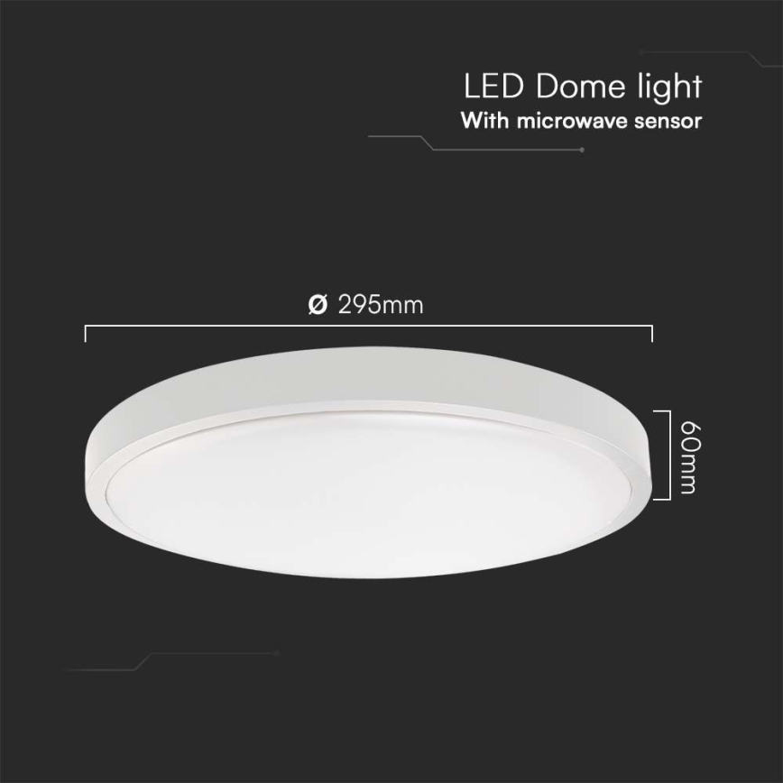 LED Bathroom ceiling light with sensor LED/18W/230V 4000K IP44 white + remote control