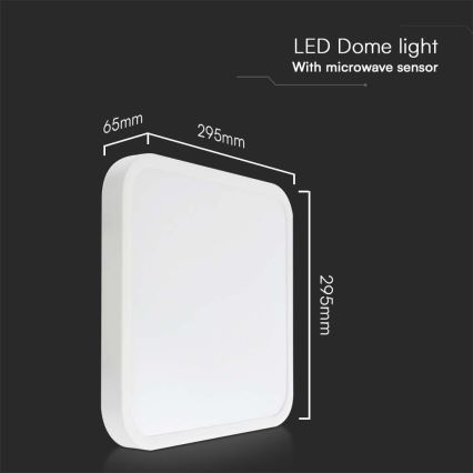 LED Bathroom ceiling light with sensor LED/18W/230V 4000K IP44 white + remote control