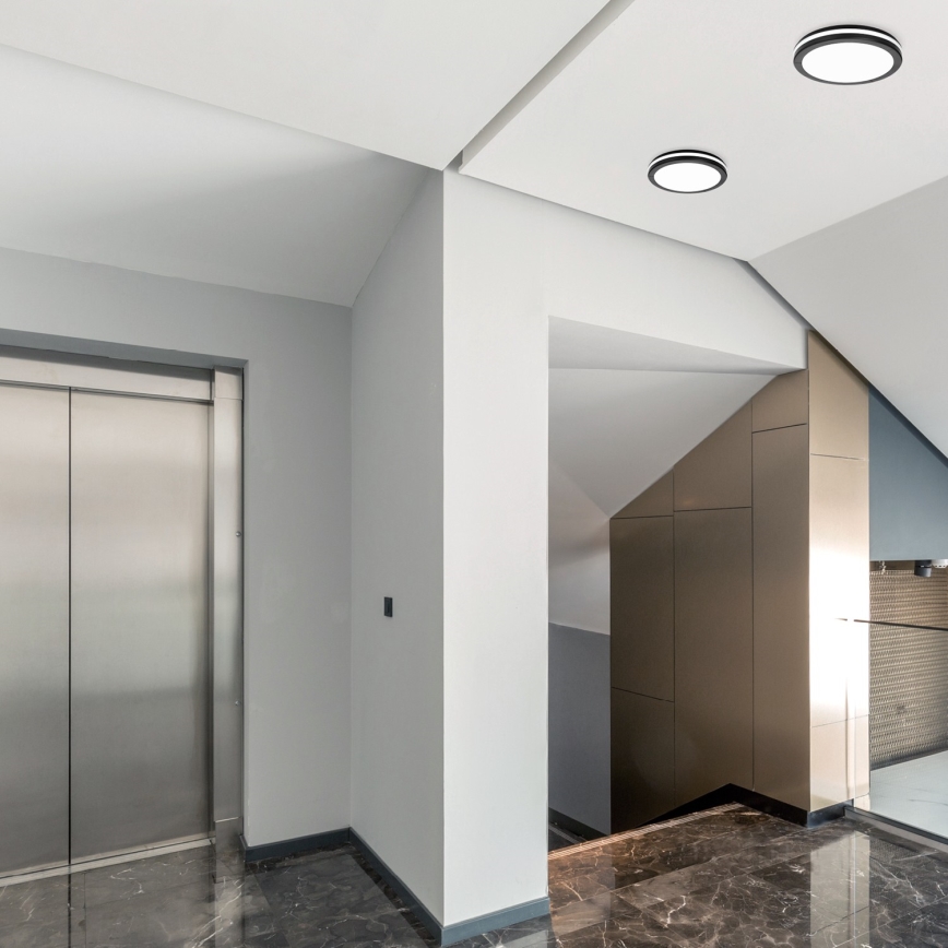 LED Bathroom ceiling light with sensor LED/18W/230V 3000/4000/6500K IP65 d. 30 cm black + remote control