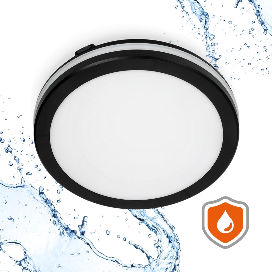 LED Bathroom ceiling light with sensor LED/18W/230V 3000/4000/6500K IP65 d. 30 cm black + remote control