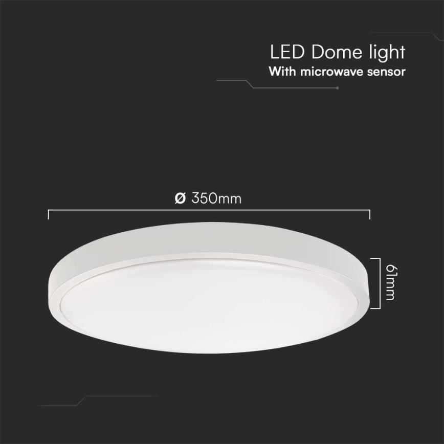 LED Bathroom ceiling light with sensor LED/24W/230V 3000K IP44 white + remote control