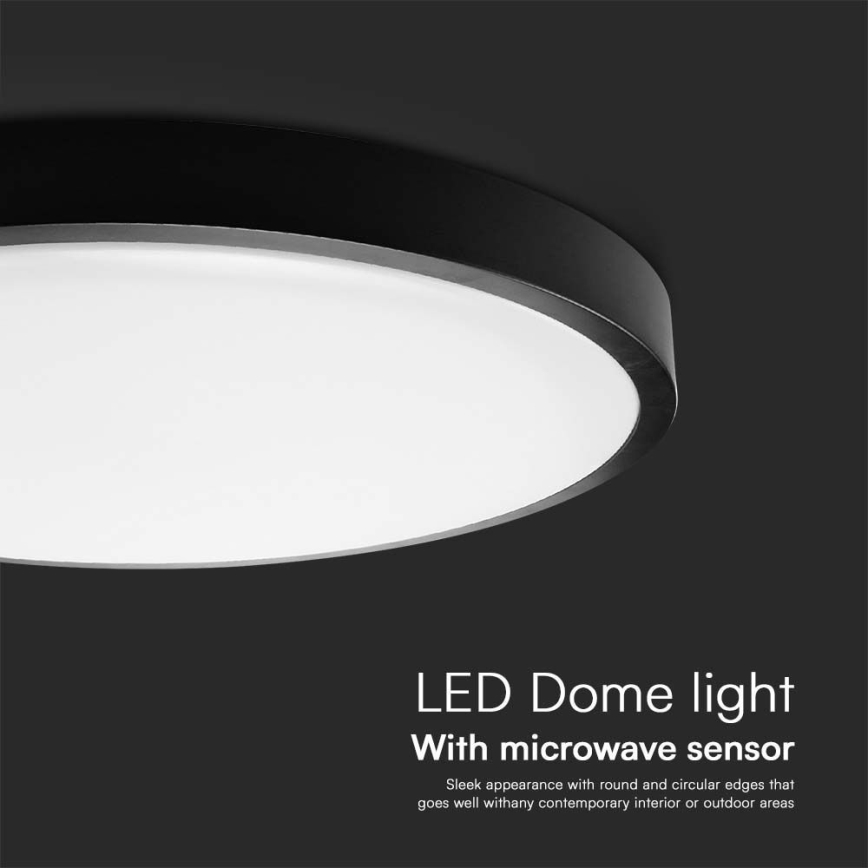 LED Bathroom ceiling light with sensor LED/24W/230V 4000K IP44 black + remote control