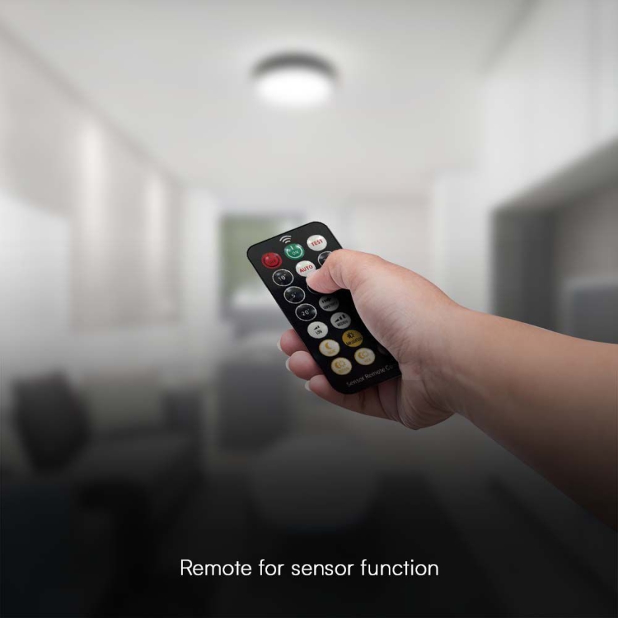 LED Bathroom ceiling light with sensor LED/24W/230V 4000K IP44 black + remote control
